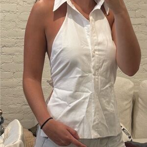 Zara Elegant White Halter Top
